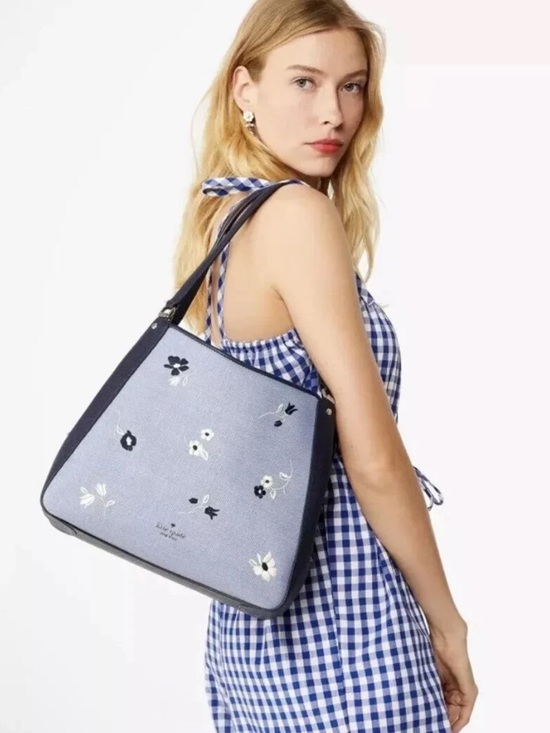kate spade Handbags - Kate Spade New York Leila Floral Embroidered Medium Triple Compartment Satchel